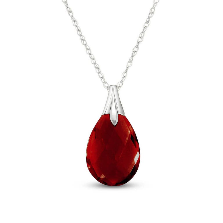 QP Jewellers Garnet Dewdrop Pendant Necklace 3ct in 9ct White Gold - 2932W