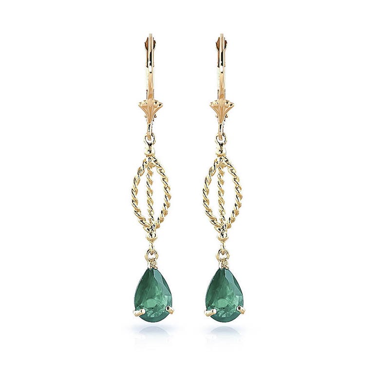 QP Jewellers Emerald Sceptre Drop Earrings 2ctw in 9ct Gold - 4276Y