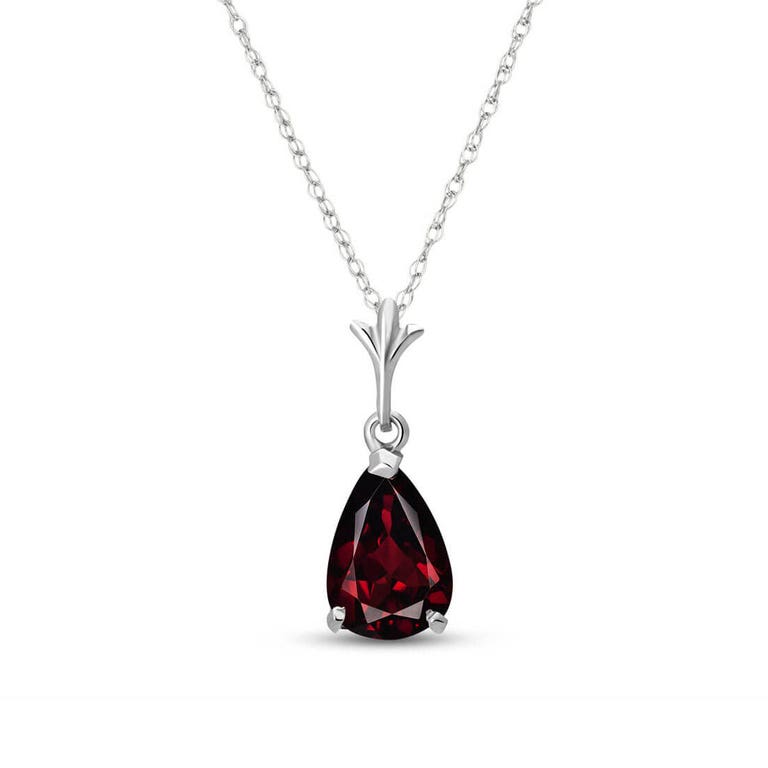 QP Jewellers Garnet Belle Pendant Necklace 1.5ct in 9ct White Gold - 1869W