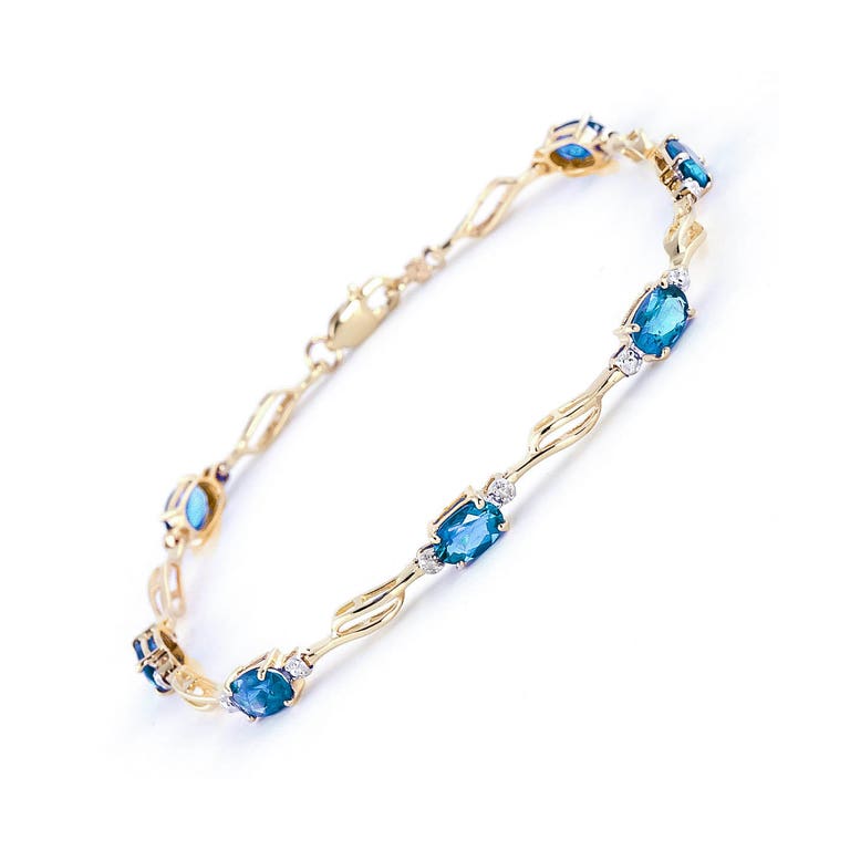 QP Jewellers Blue Topaz & Diamond Classic Tennis Bracelet in 9ct Gold - 4278Y
