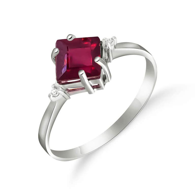 QP Jewellers Ruby & Diamond Ring in Sterling Silver - 4352S