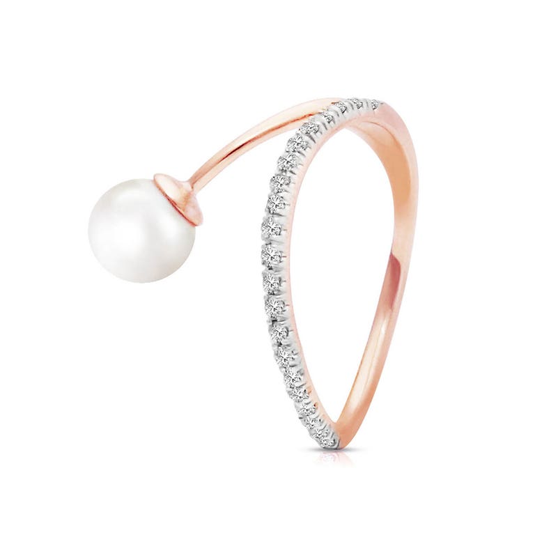 QP Jewellers Pearl & Diamond Ring in 9ct Rose Gold - 5675R
