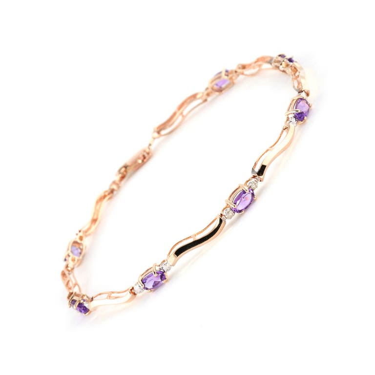 QP Jewellers Amethyst & Diamond Classic Tennis Bracelet in 9ct Rose Gold - 1506R