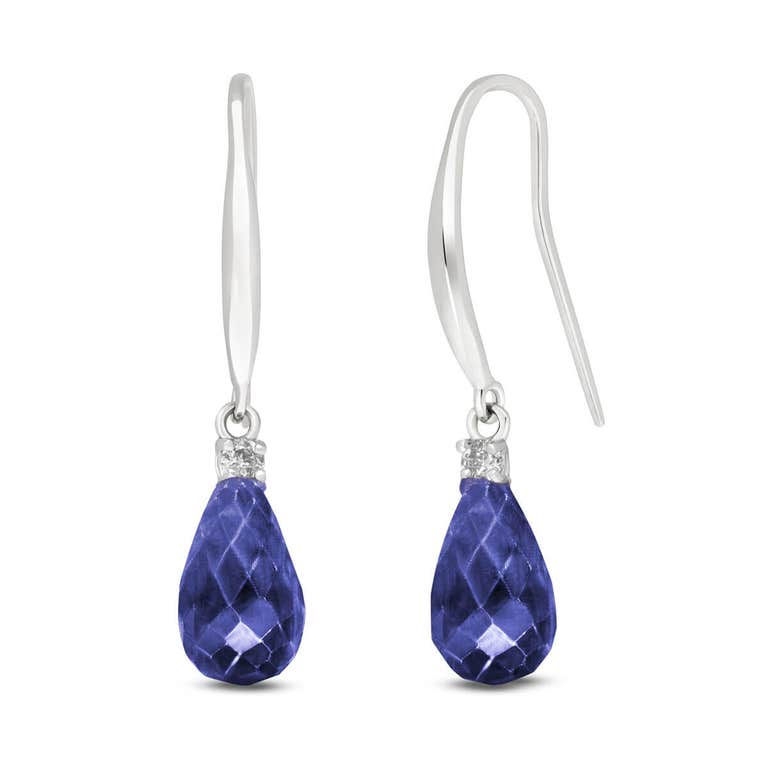 QP Jewellers Sapphire & Diamond Drop Earrings in 9ct White Gold - 3374W