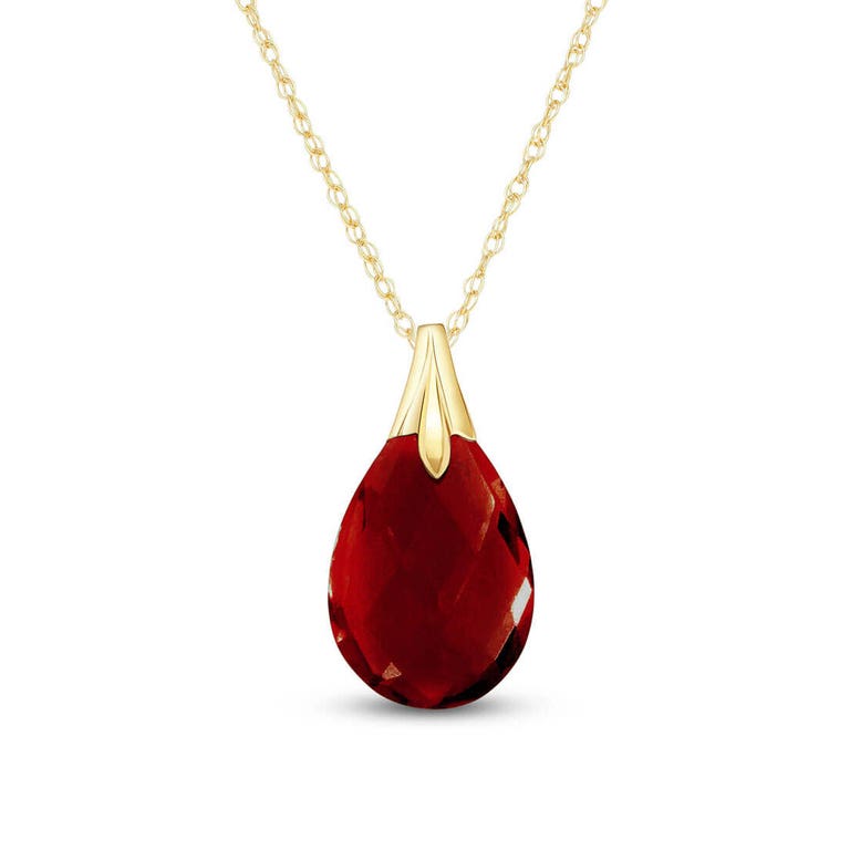 QP Jewellers Garnet Dewdrop Pendant Necklace 3ct in 14k Gold - 2932Y