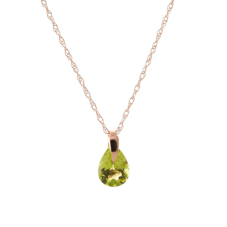 QP Jewellers Peridot Pear Drop Pendant Necklace 0.68ct in 9ct Rose Gold - 1572R