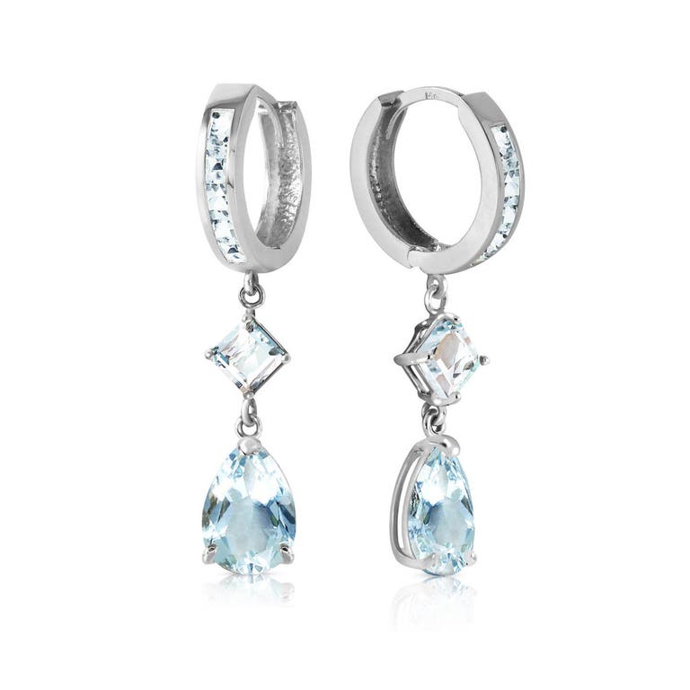QP Jewellers Aquamarine Droplet Huggie Earrings in 9ct White Gold - 1652W - Product Image #1