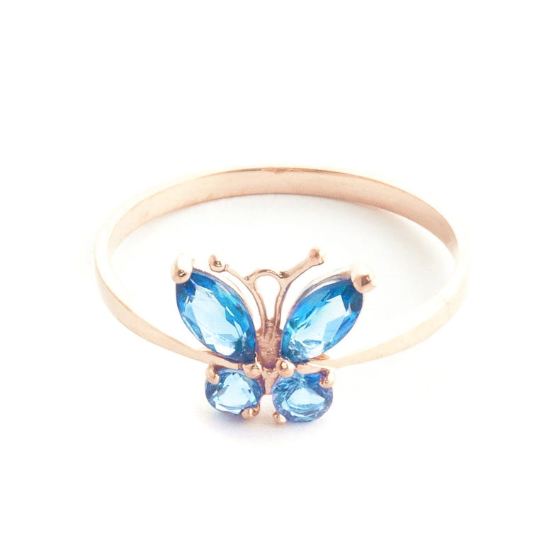 QP Jewellers Blue Topaz Butterfly Ring in 9ct Rose Gold - 2344R - Product Image #1