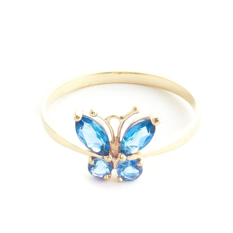 QP Jewellers Blue Topaz Butterfly Ring in 9ct Gold - 2344Y - Product Image #1