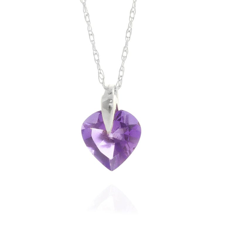 QP Jewellers Heart Shaped Amethyst Pendant Necklace 1.15ct in 9ct White Gold - 2358W - Product Image #1