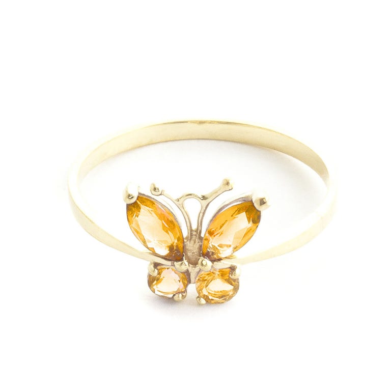 QP Jewellers Citrine Butterfly Ring in 9ct Gold - 2361Y