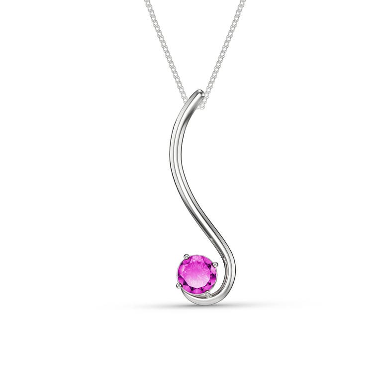 QP Jewellers Pink Topaz Swish Pendant Necklace 0.55ct in 9ct White Gold - 2425W