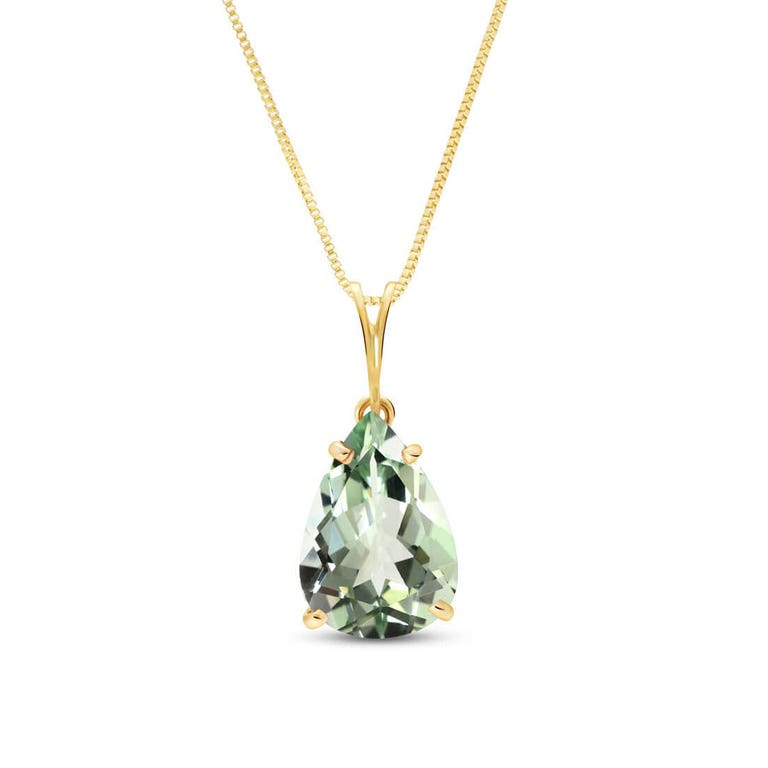 QP Jewellers Green Amethyst Pear Drop Pendant Necklace 5ct in 9ct Gold - 2593Y - Product Image #1