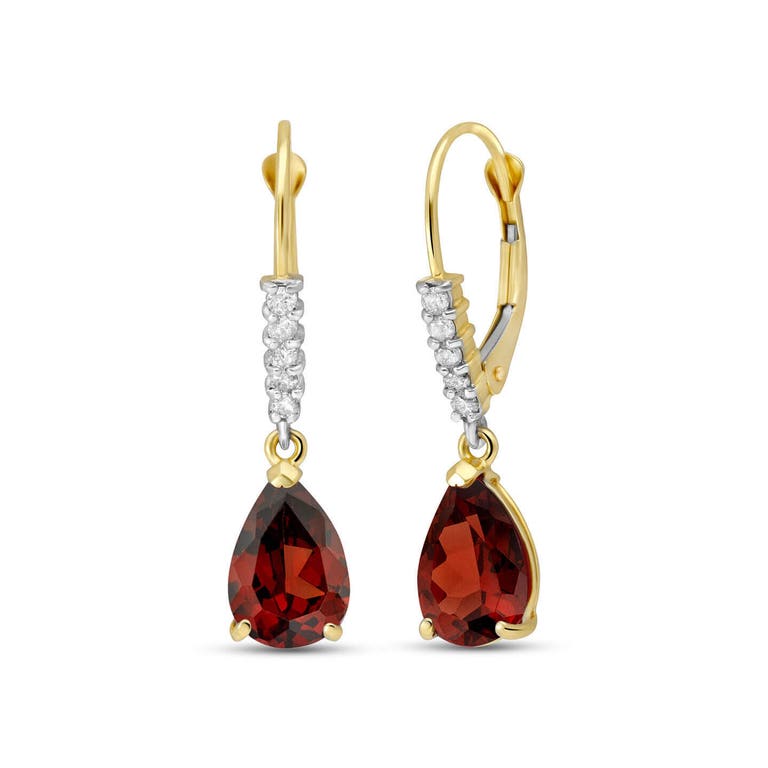 QP Jewellers Garnet & Diamond Belle Drop Earrings in 9ct Gold - 2971Y - Product Image #1