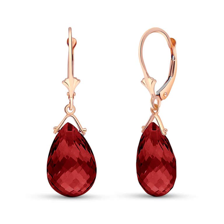 QP Jewellers Garnet Droplet Earrings 10.2ctw in 9ct Rose Gold - 3231R - Product Image #1