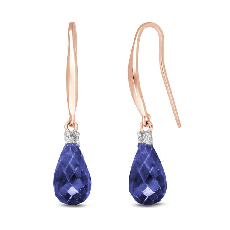 QP Jewellers Sapphire & Diamond Drop Earrings in 9ct Rose Gold - 3374R
