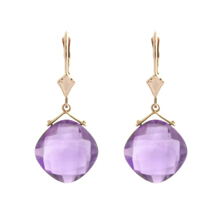 QP Jewellers Amethyst Deflection Drop Earrings 17.5ctw in 9ct Rose Gold - 3859R