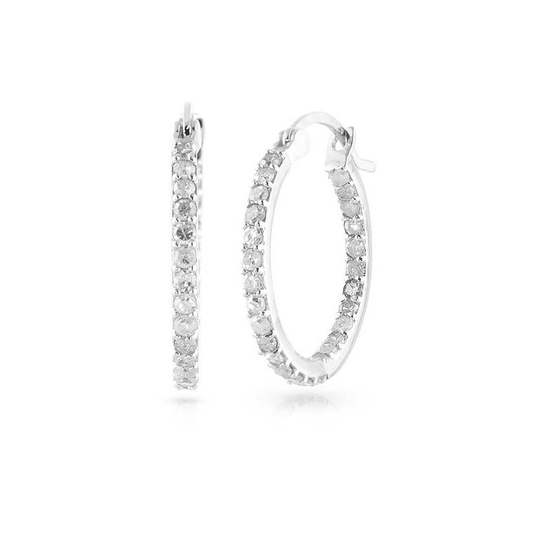 QP Jewellers Round Cut Diamond Earrings 0.75ctw in 9ct White Gold - 4071W - Product Image #1