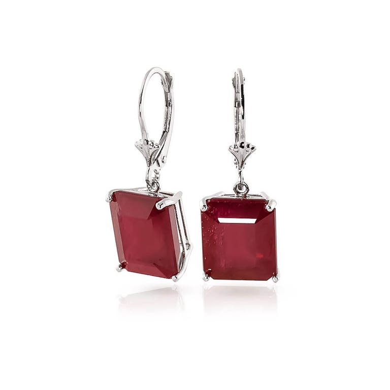 QP Jewellers Ruby Drop Earrings 13ctw in 9ct White Gold - 4167W