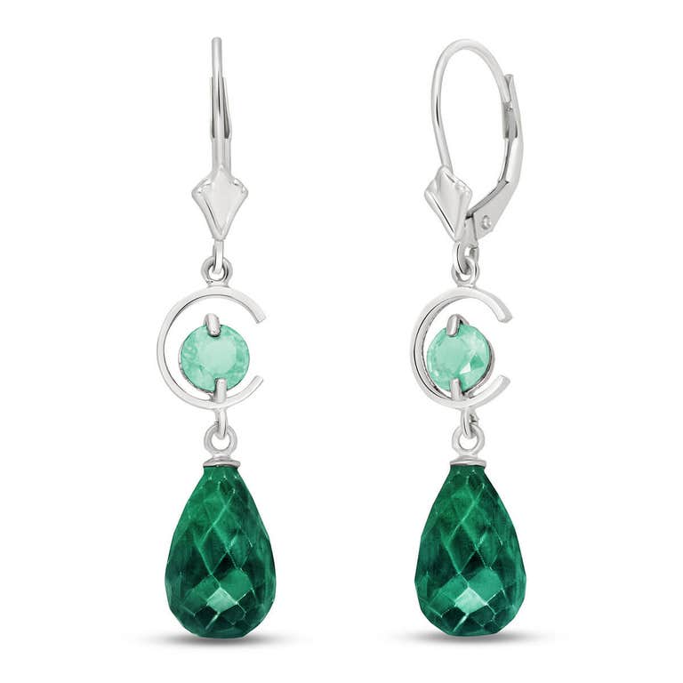 QP Jewellers Emerald Drop Earrings in 9ct White Gold - 4512W - Product Image #1