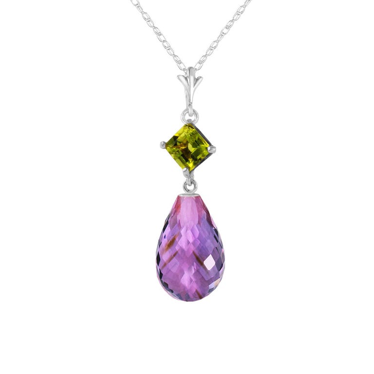 QP Jewellers Amethyst & Peridot Pendant Necklace in 9ct White Gold - 4556W - Product Image #1