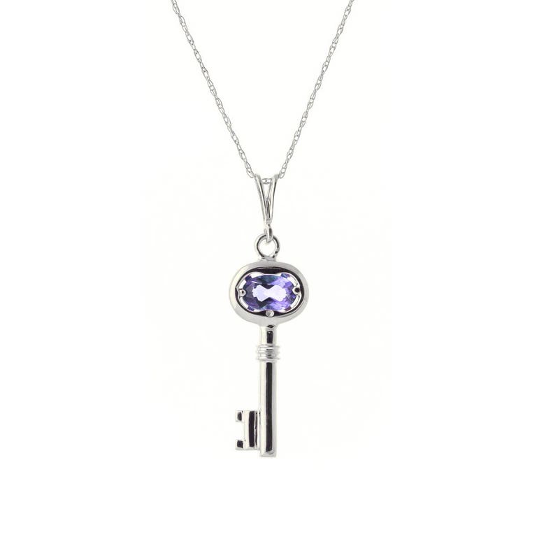QP Jewellers Tanzanite Key Charm Pendant Necklace 0.5ct in 9ct White Gold - 4571W