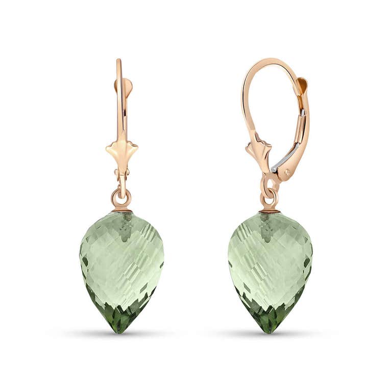 QP Jewellers Green Amethyst Briolette Drop Earrings 19ctw in 9ct Rose Gold - 4649R - Product Image #1