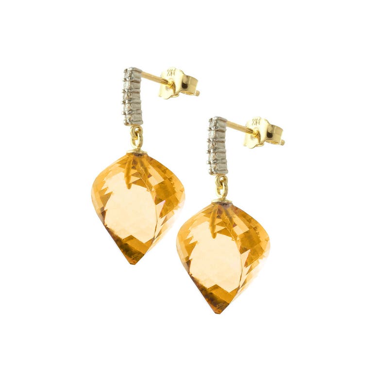 QP Jewellers Citrine & Diamond Stud Earrings in 9ct Gold - 4816Y