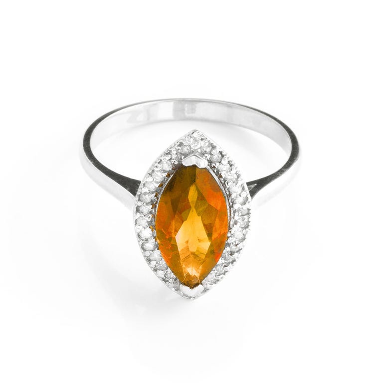 QP Jewellers Citrine & Diamond Halo Ring in Sterling Silver - 4882S - Product Image #1