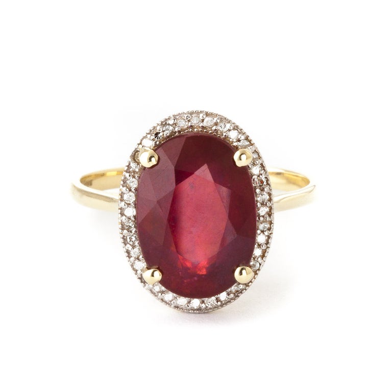 QP Jewellers Ruby & Diamond Halo Ring in 9ct Gold - 4893Y - Product Image #1