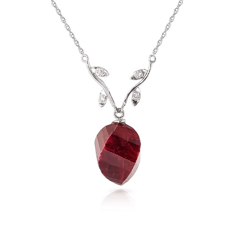 QP Jewellers Ruby & Diamond Pendant Necklace in 9ct White Gold - 4923W