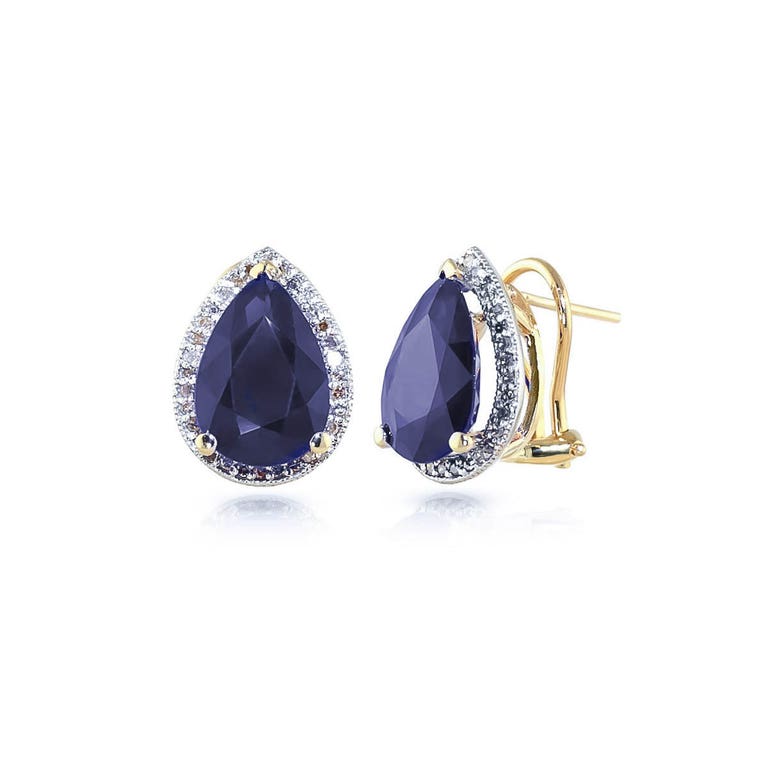 QP Jewellers Sapphire & Diamond French Clip Halo Earrings in 9ct Gold - 5129Y