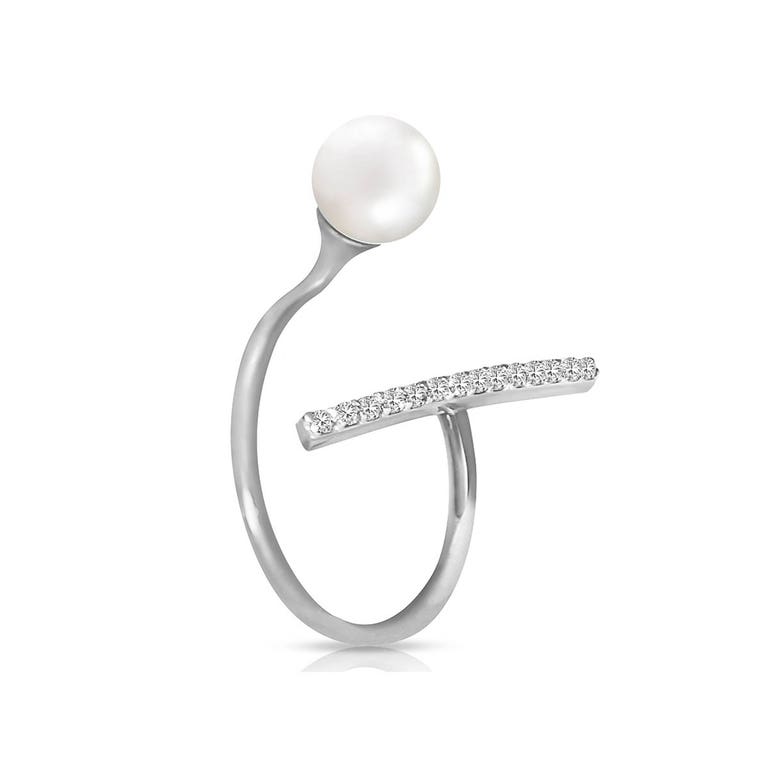 QP Jewellers Pearl & Diamond Ring in 9ct White Gold - 5676W - Product Image #1