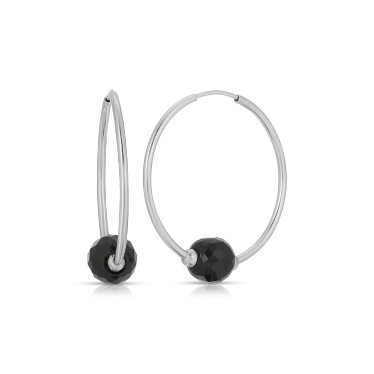 QP Jewellers Round Cut Black Onyx Earrings 3ctw in 9ct White Gold - 5821W - Product Image #1